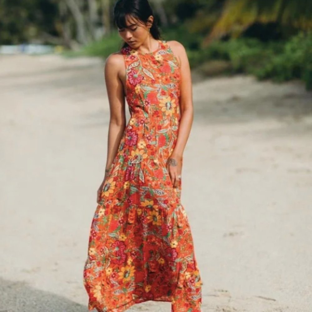 XIX Palms Red Flowered Dress with tags //Size 2